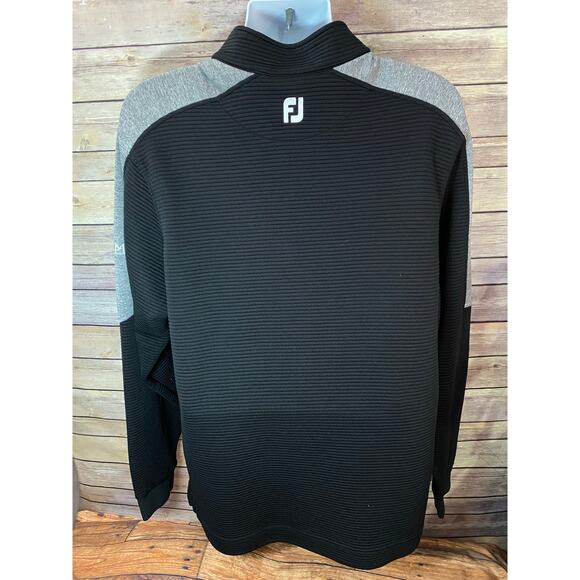 FootJoy FJ Sweatshirt Men's 2XL Black 1/4 Zip Pullover Golf Performance Wear - Picture 2 of 10
